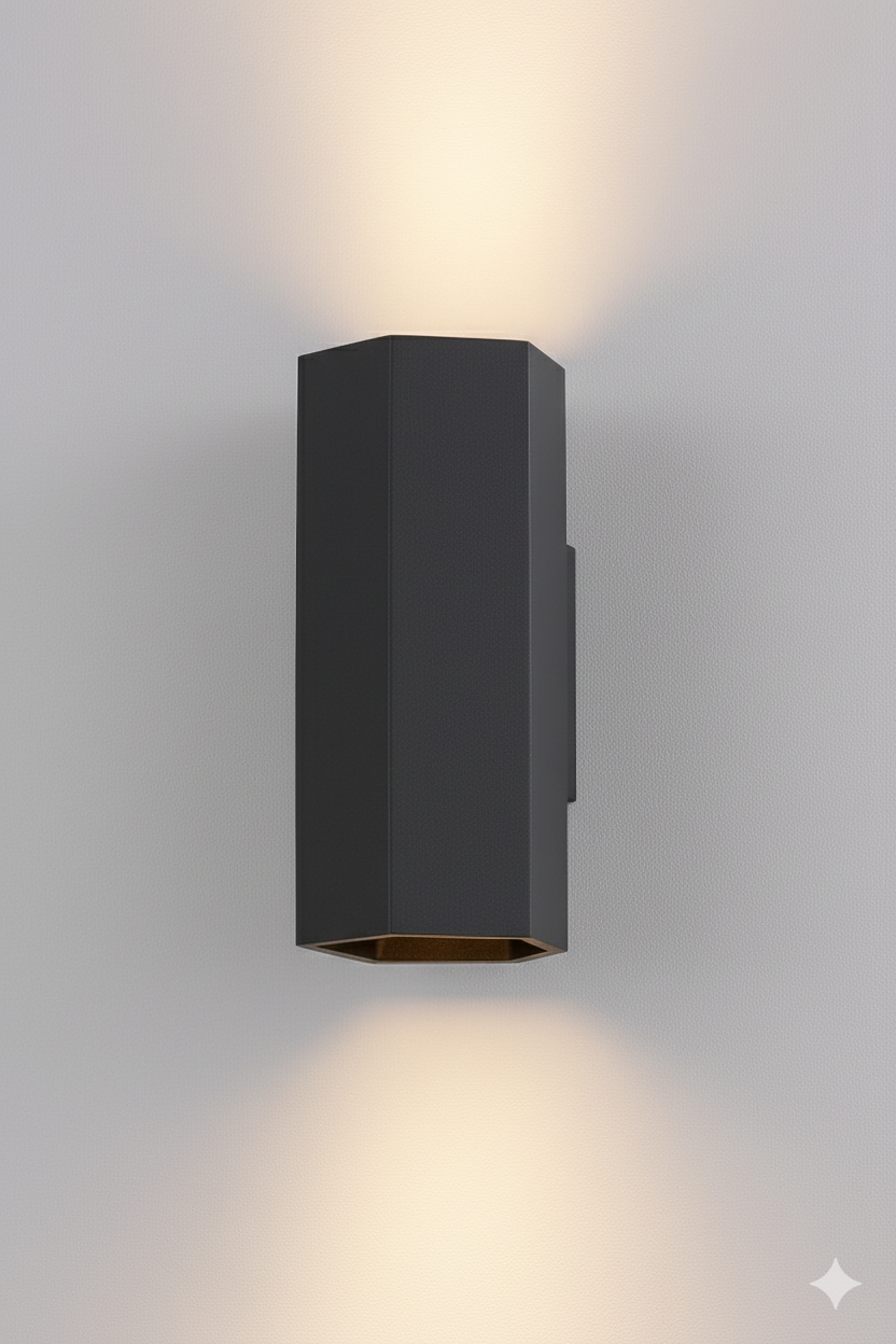 Hexagon Zwart - wandlamp