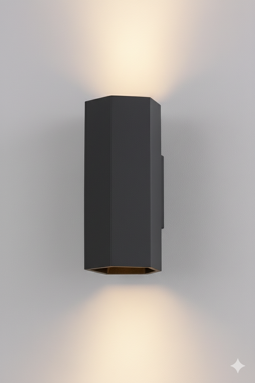 Hexagon Zwart - wandlamp